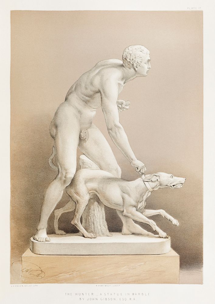 "The hunter" a statue in marble by John Gibson from the Industrial arts of the Nineteenth Century (1851-1853) by Sir Matthew…