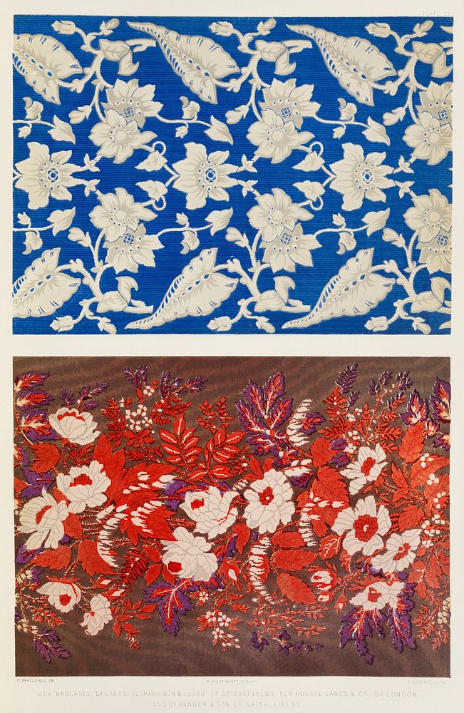 Silk brocades from the Industrial arts of the Nineteenth Century (1851-1853) by Sir Matthew Digby wyatt (1820-1877).