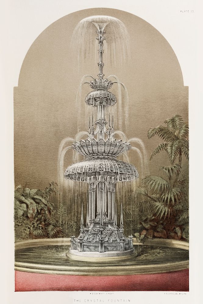 Crystal fountain from the Industrial arts of the Nineteenth Century (1851-1853) by Sir Matthew Digby wyatt (1820-1877).