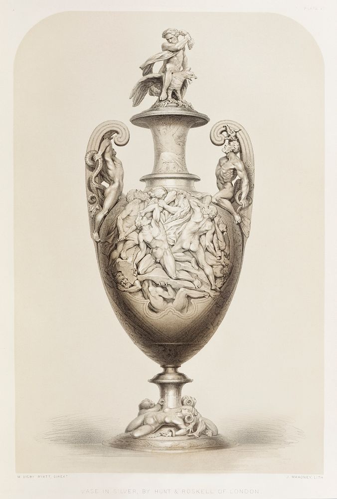 Vase in silver from the Industrial arts of the Nineteenth Century (1851-1853) by Sir Matthew Digby wyatt (1820-1877).