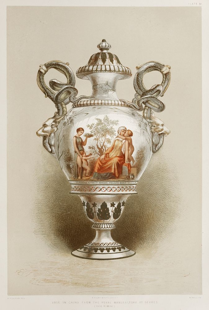 Vase in China from the Industrial arts of the Nineteenth Century (1851-1853) by Sir Matthew Digby wyatt (1820-1877).