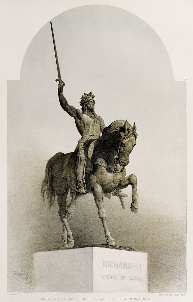 "Richard the Lionheart ", an equestrian statue by the baron Marochetti from the Industrial arts of the Nineteenth Century…