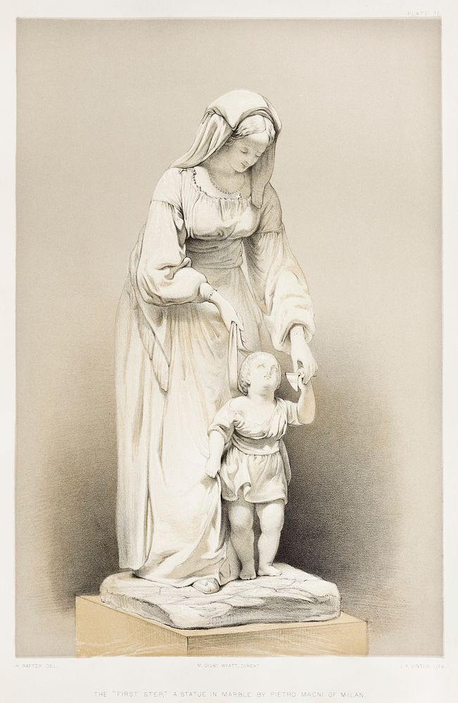"The first step" a statue in marble from the Industrial arts of the Nineteenth Century (1851-1853) by Sir Matthew Digby…