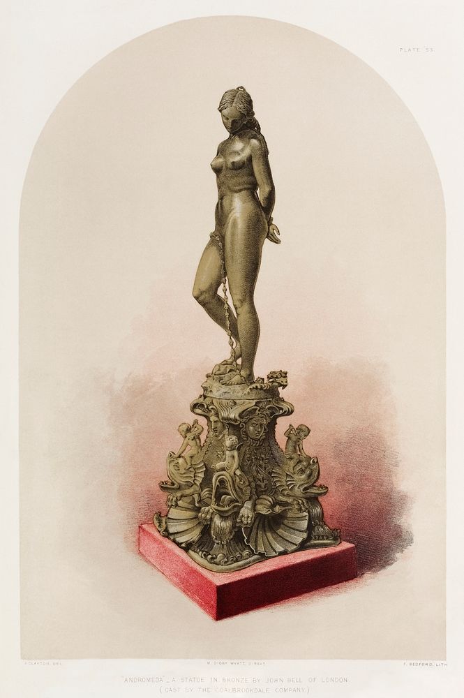 "Andromeda" a statue in bronze from the Industrial arts of the Nineteenth Century (1851-1853) by Sir Matthew Digby wyatt…