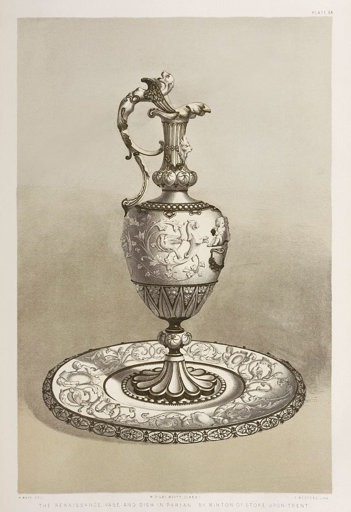 Renaissance vase and dish in parian from the Industrial arts of the Nineteenth Century (1851-1853) by Sir Matthew Digby…