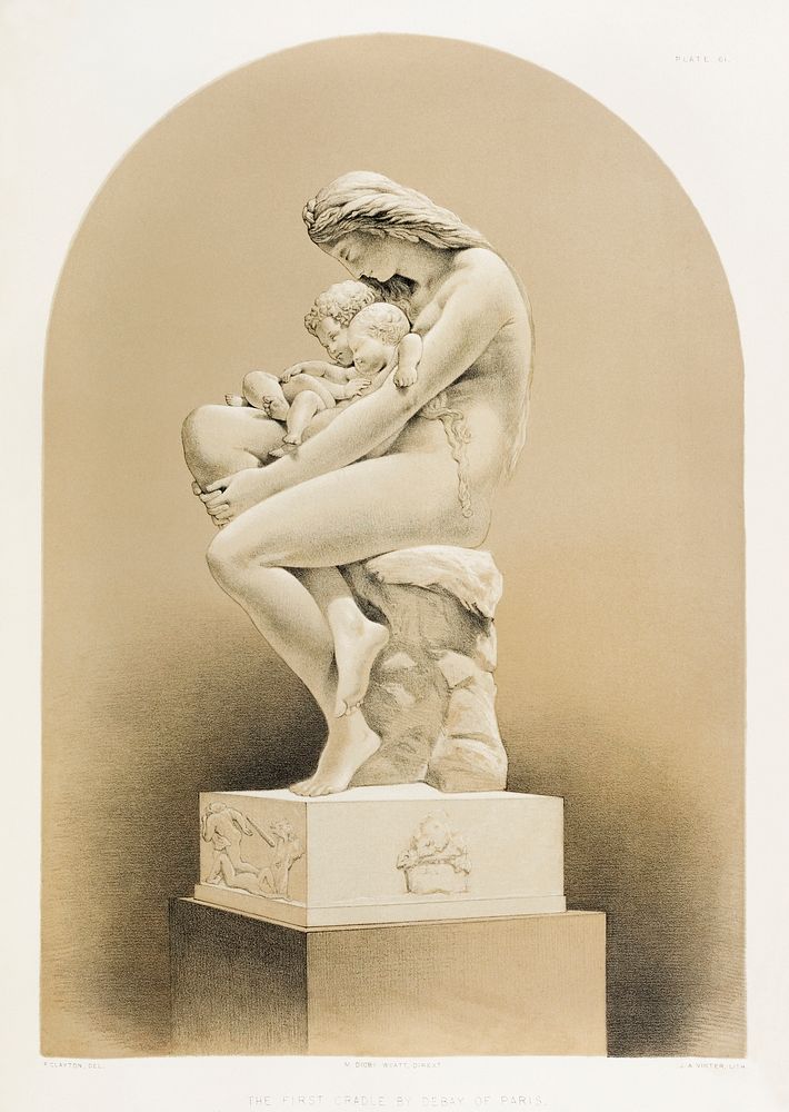 "The first cradle" a statue by Debay of Paris from the Industrial arts of the Nineteenth Century (1851-1853) by Sir Matthew…