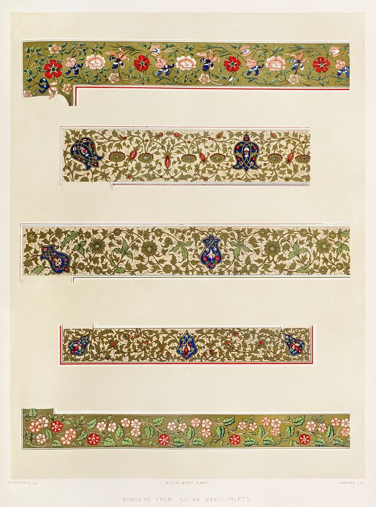 Borders from Indian manuscripts from the Industrial arts of the Nineteenth Century (1851-1853) by Sir Matthew Digby wyatt…