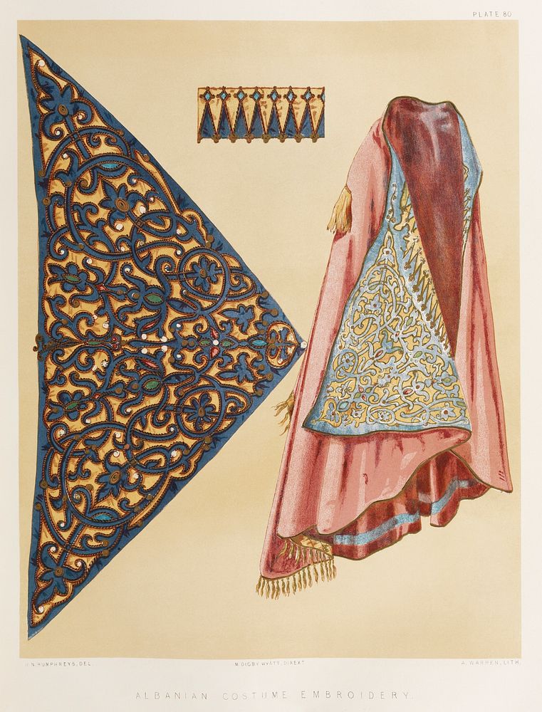 Albanian costume embroidery from the Industrial arts of the Nineteenth Century (1851-1853) by Sir Matthew Digby wyatt (1820…