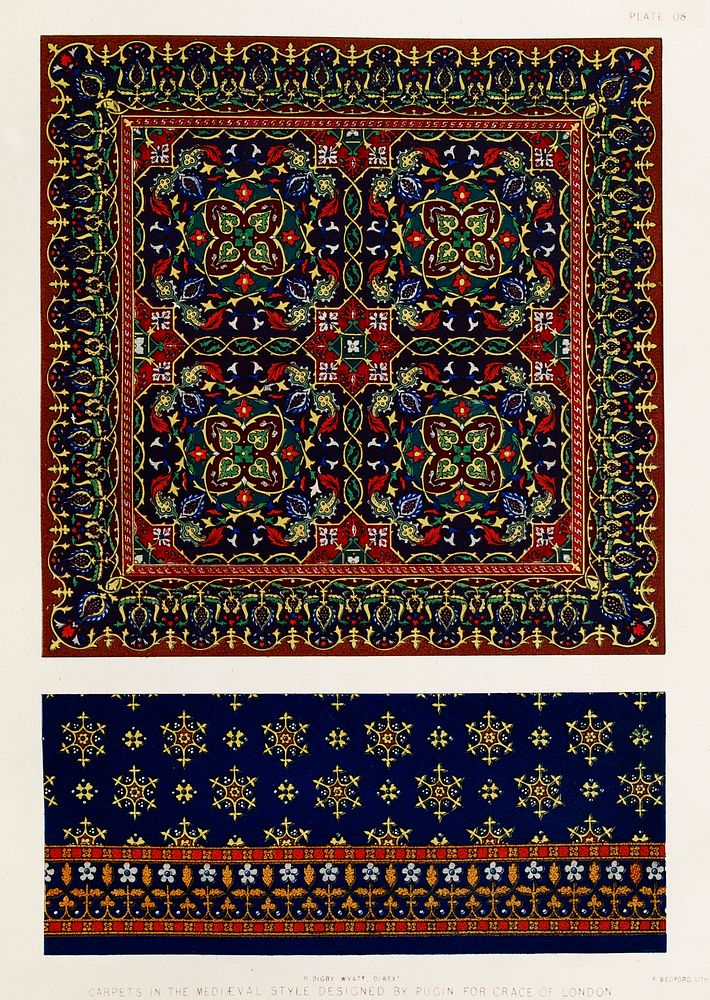 Carpets in the medieval style from the Industrial arts of the Nineteenth Century (1851-1853) by Sir Matthew Digby wyatt…