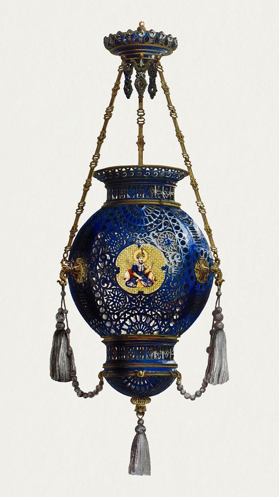 Vintage porcelain lamp illustration psd, remix from the artwork of Sir Matthew Digby Wyatt