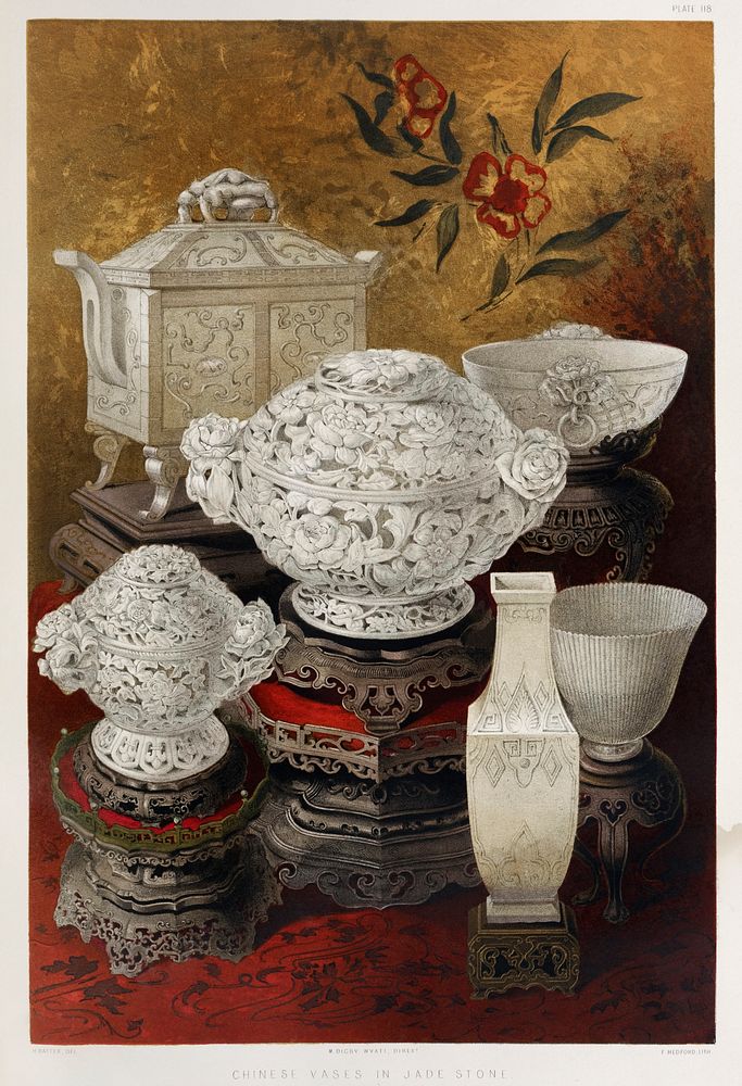 Chinese vases from the Industrial arts of the Nineteenth Century (1851-1853) by Sir Matthew Digby wyatt (1820-1877).
