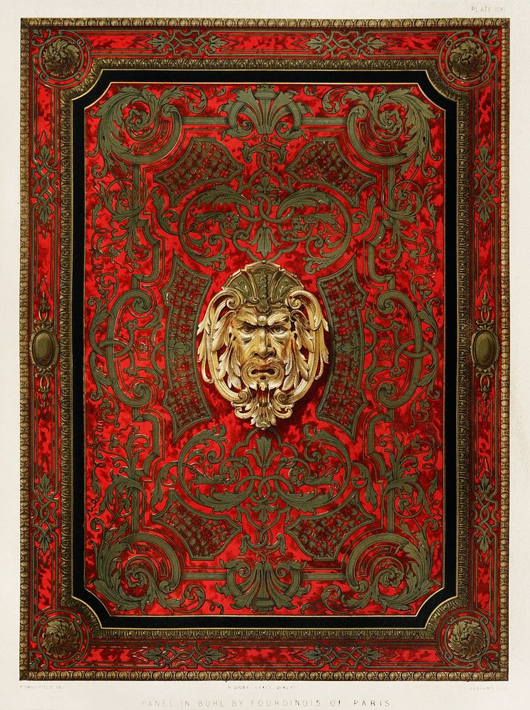 Panel in Buhl from the Industrial arts of the Nineteenth Century (1851-1853) by Sir Matthew Digby wyatt (1820-1877).