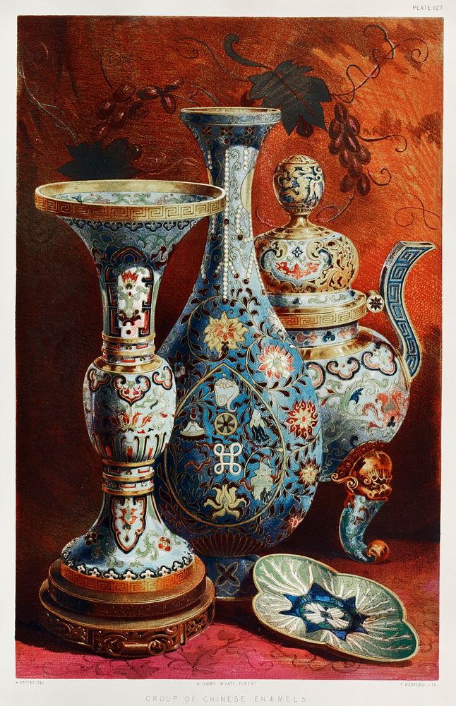 Group of Chinese enamels from the Industrial arts of the Nineteenth Century (1851-1853) by Sir Matthew Digby wyatt (1820…