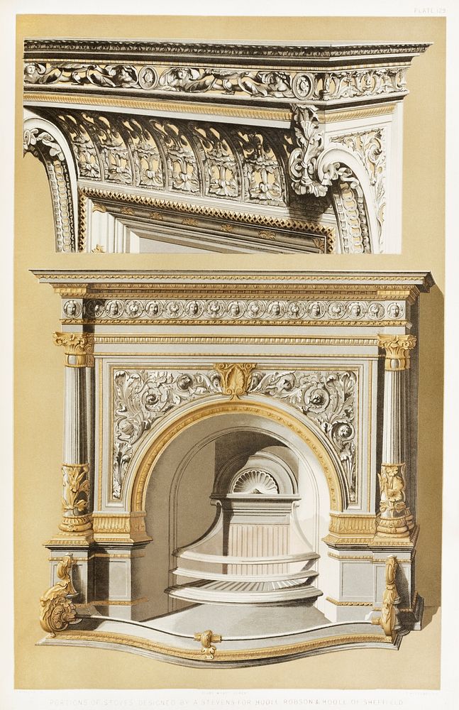 Portions of stoves from the Industrial arts of the Nineteenth Century (1851-1853) by Sir Matthew Digby wyatt (1820-1877).