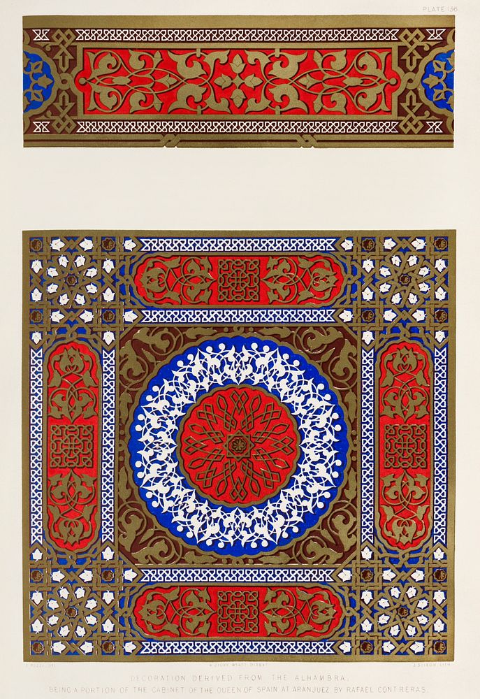 Decoration derived from the Alhambra from the Industrial arts of the Nineteenth Century (1851-1853) by Sir Matthew Digby…