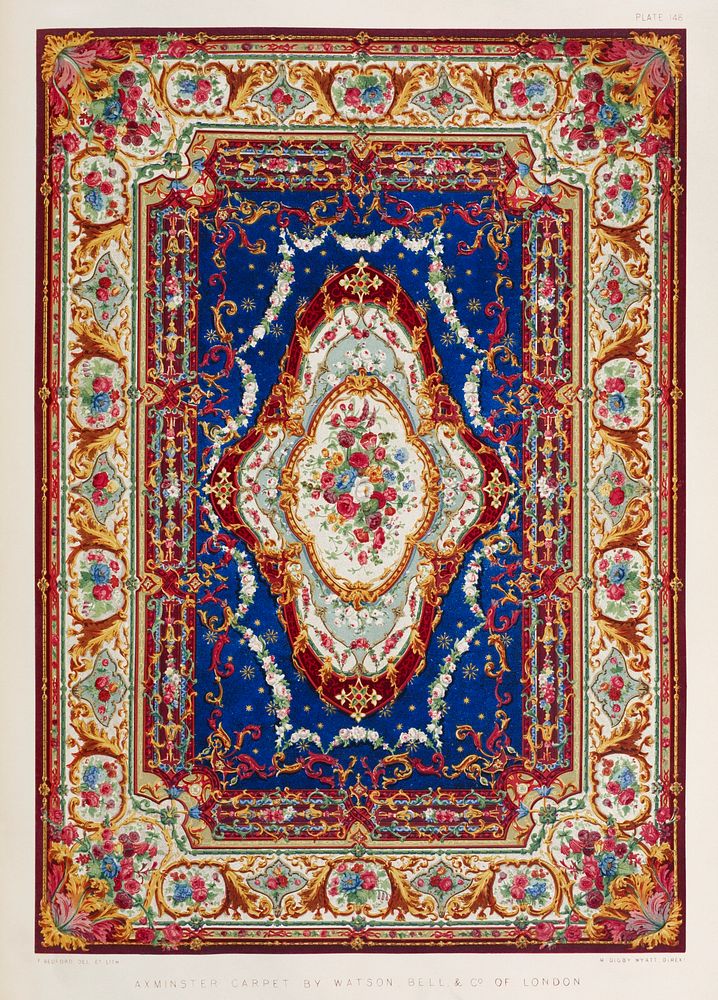 Axminster carpet from the Industrial arts of the Nineteenth Century (1851-1853) by Sir Matthew Digby wyatt (1820-1877).