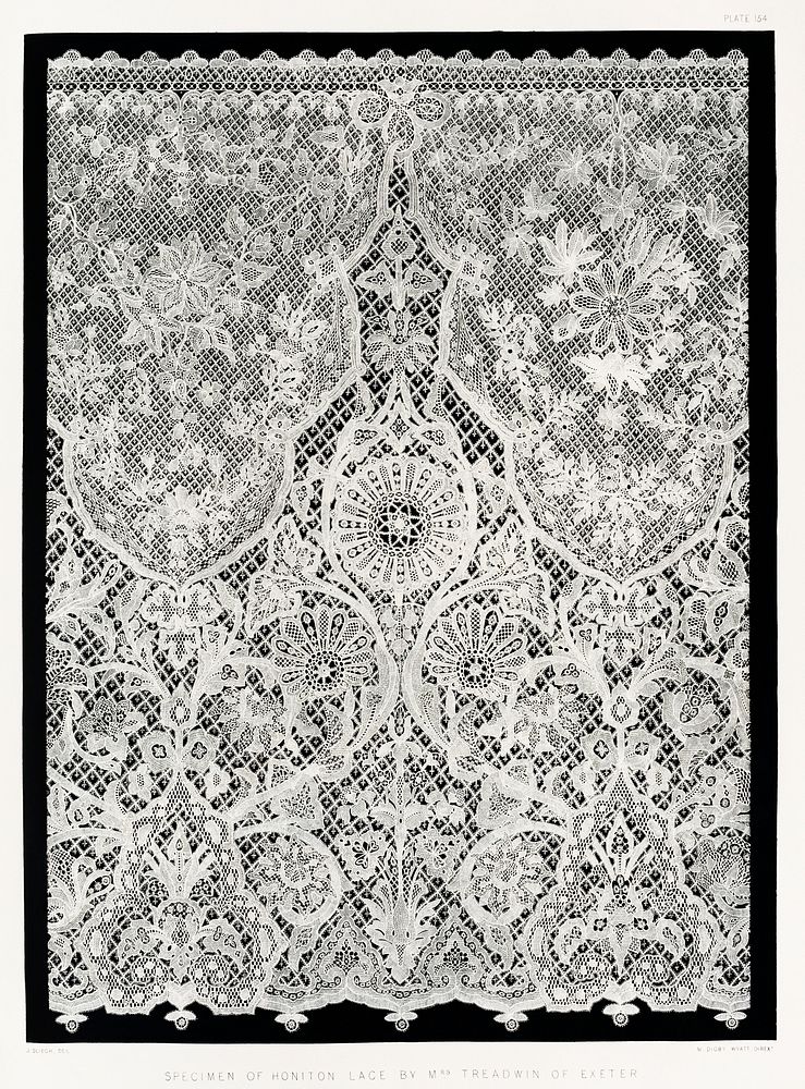 Specimen of Honiton lace from the Industrial arts of the Nineteenth Century (1851-1853) by Sir Matthew Digby wyatt (1820…