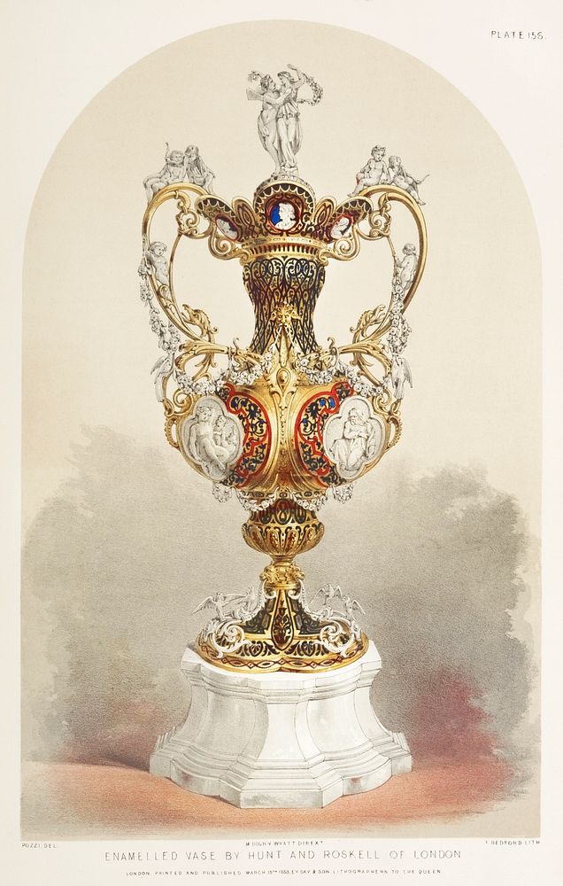 Enamelled vase from the Industrial arts of the Nineteenth Century (1851-1853) by Sir Matthew Digby wyatt (1820-1877).