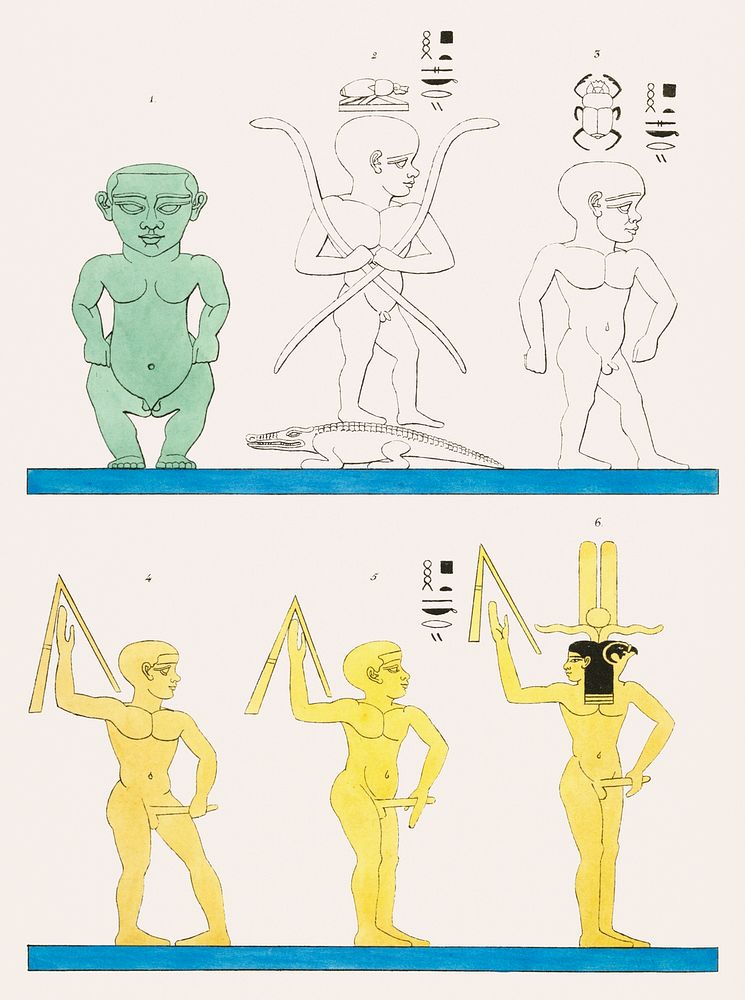 Ptah-Sokar illustration from Pantheon Egyptien (1823-1825) by Leon Jean Joseph Dubois (1780-1846). Original from The New…