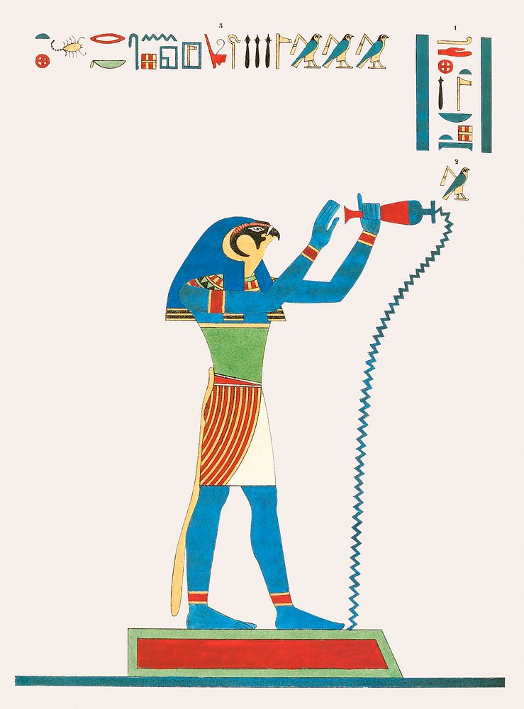 Hermes Trismegistus illustration from Pantheon Egyptien (1823-1825) by Leon Jean Joseph Dubois (1780-1846). Original from…