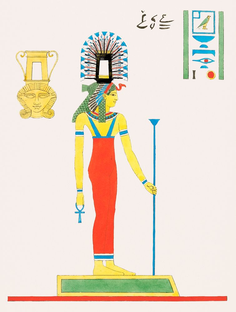 Hathor illustration from Pantheon Egyptien (1823-1825) by Leon Jean Joseph Dubois (1780-1846). Original from The New York…