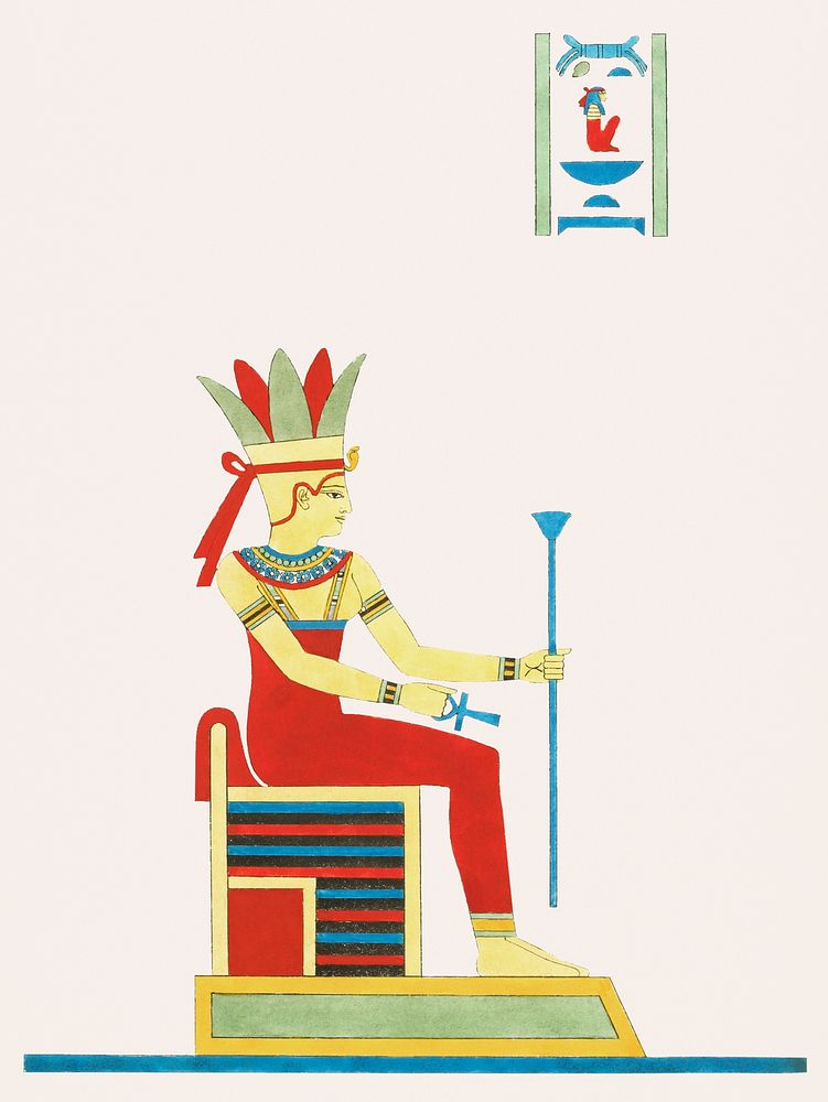 Anuket illustration from Pantheon Egyptien (1823-1825) by Leon Jean Joseph Dubois (1780-1846). Original from The New York…