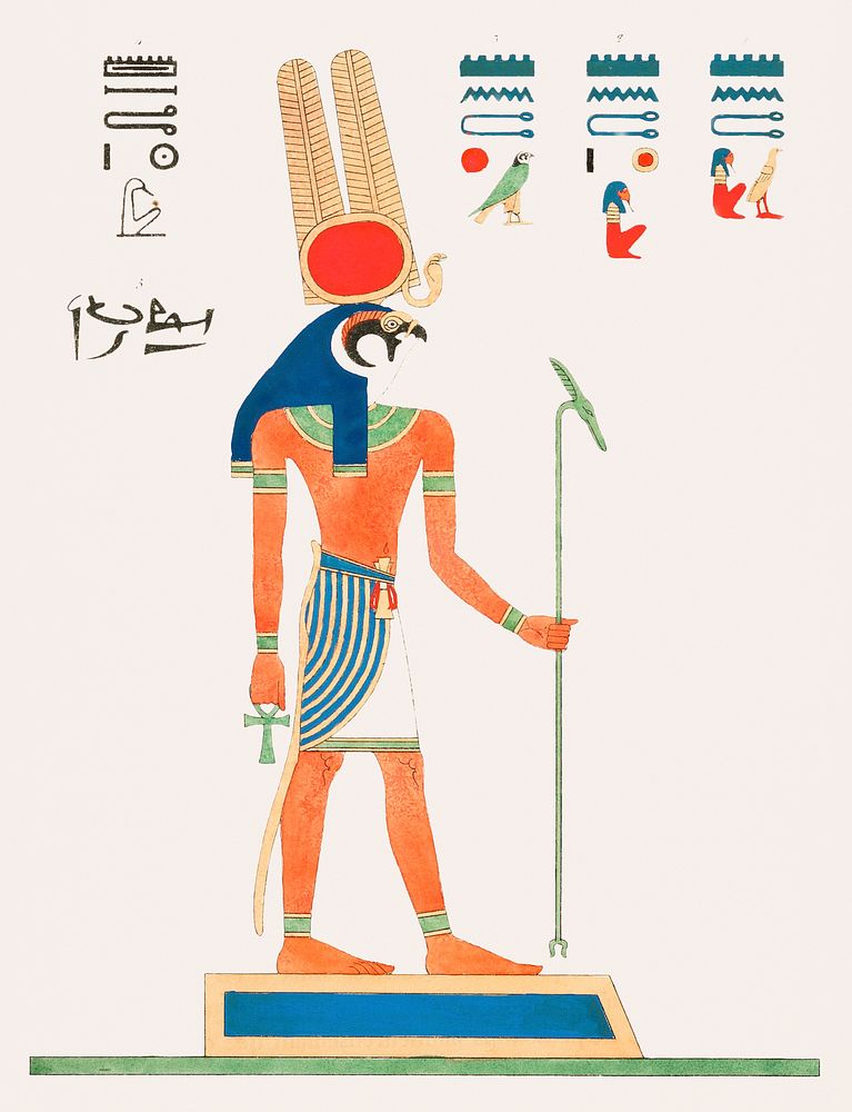 Vintage illustration of Montu from Pantheon Egyptien