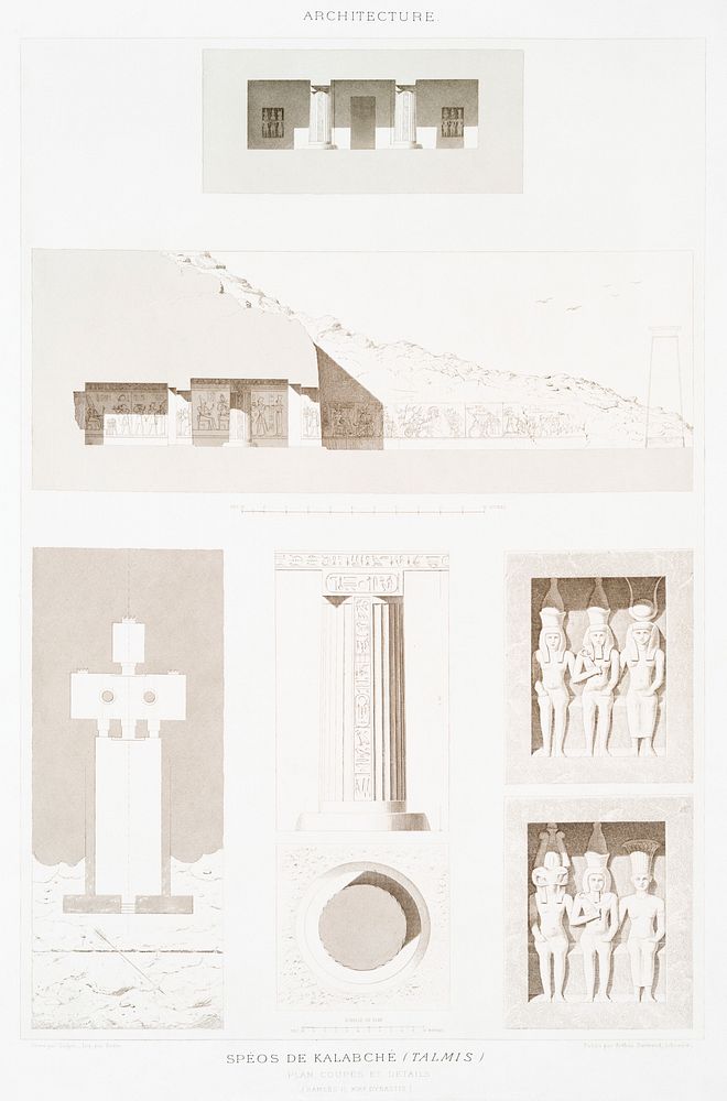 Temple of Kalabsha (Talmis) from Histoire de l'art &eacute;gyptien (1878) by &Eacute;mile Prisse d'Avennes. Original from…