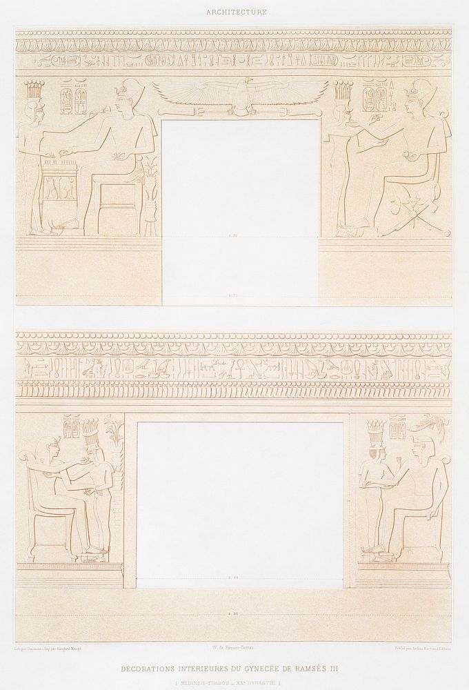 Interior decorations of the Gynaeceum of Ramses III from Histoire de l'art &eacute;gyptien (1878) by &Eacute;mile Prisse…