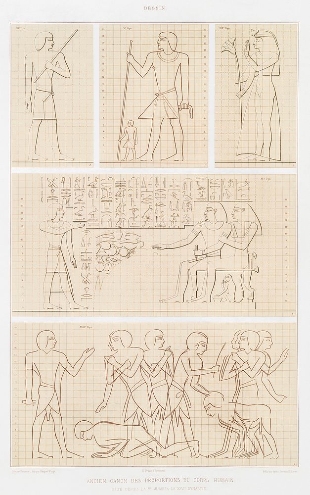 Egyptian lifestyle illustration from Histoire de l'art &eacute;gyptien (1878) by &Eacute;mile Prisse d'Avennes. Original…