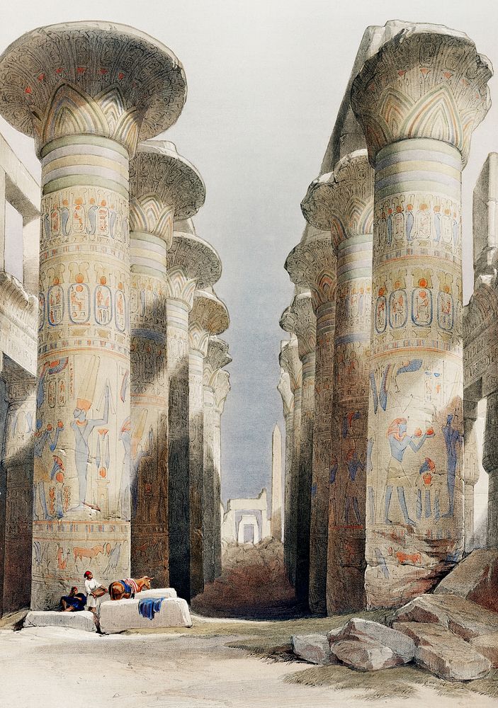 Great Hall at Karnak temple in Thebes illustration by David Roberts (1796&ndash;1864). Original from The New York Public…