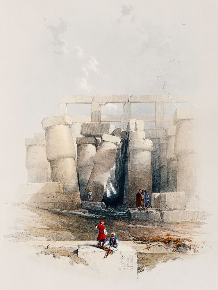 Part of the hall of columns at Karnak Thebes illustration by David Roberts (1796&ndash;1864). Original from The New York…