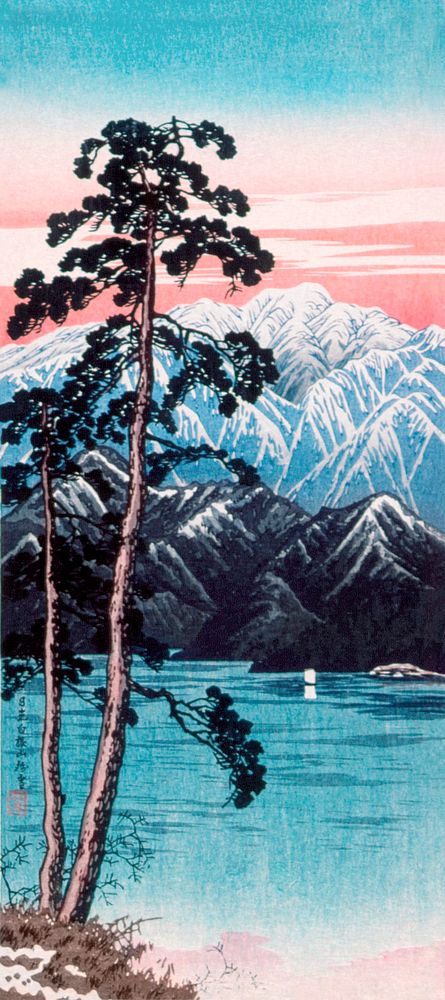 Lingering Snow on Mt. Shirane, Nikkō print in high resolution by Hiroaki Takahashi (1871&ndash;1945). Original from The Los…