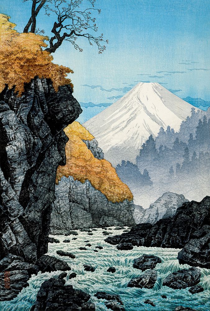 Foot of Mount Ashitaka (1932) print in high resolution by Hiroaki Takahashi. Original from The Los Angeles County Museum of…