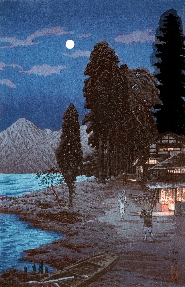 Lake Chūzenji (ca.1929&ndash;1932) print in high resolution by Hiroaki Takahashi. Original from The Los Angeles County…