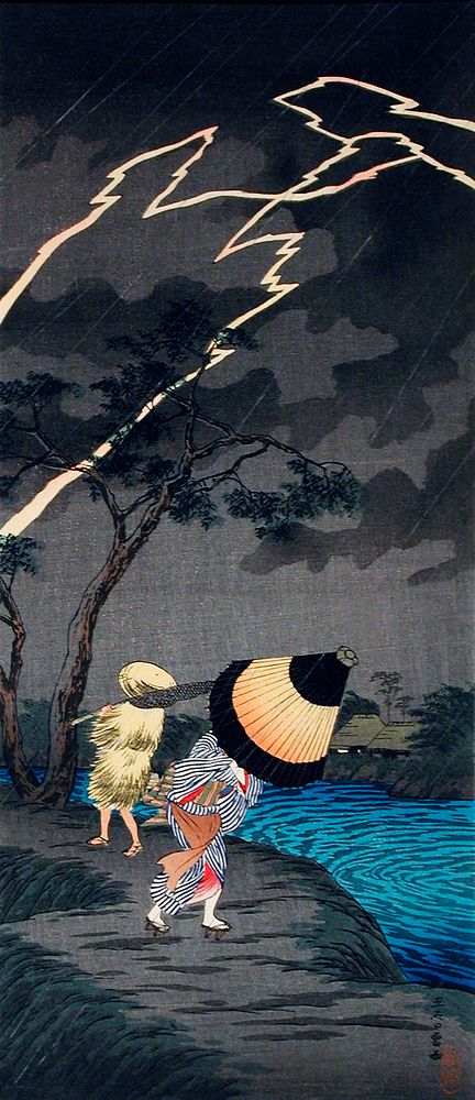 Thunderstorm at Tateishi (ca.1924&ndash;1925) print in high resolution by Hiroaki Takahashi. Original from The Los Angeles…