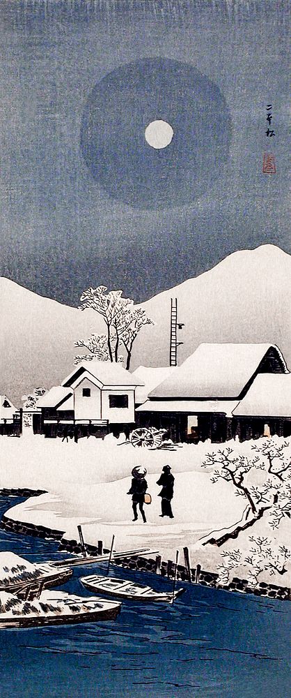 Snow at Nipponmatsu (ca.1926&ndash;1927) print in high resolution by Hiroaki Takahashi. Original from The Los Angeles County…