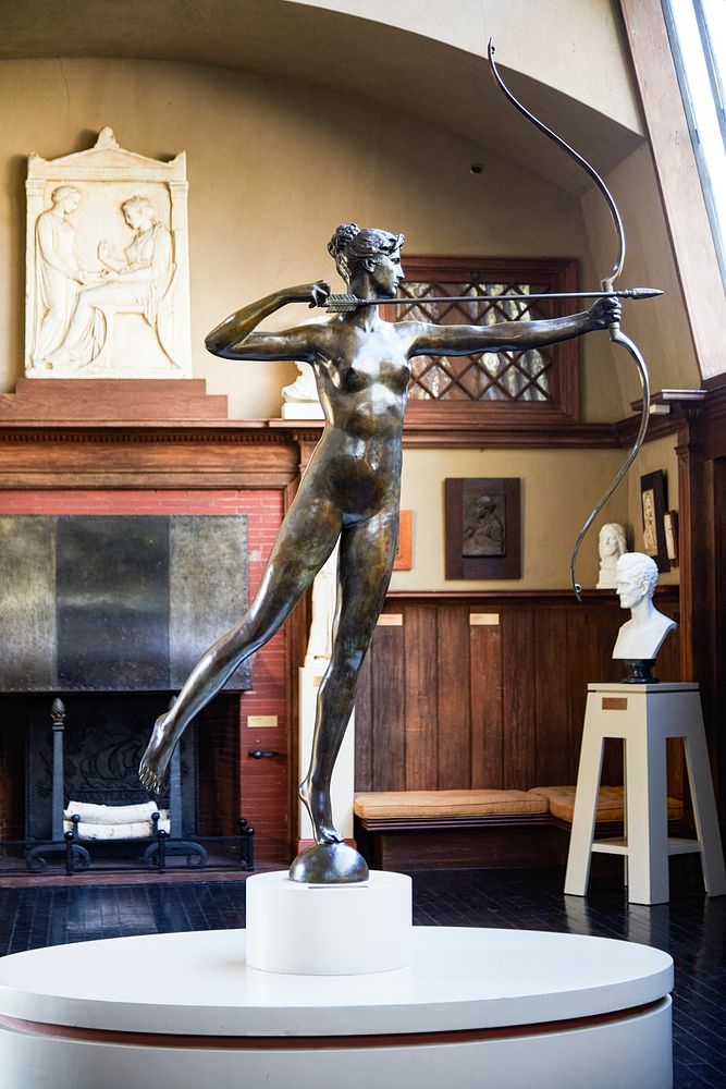 Bronze copy of the artist's sculpture of the goddess Diana in the "Little Studio" at Aspect, the estate of Augustus Saint…