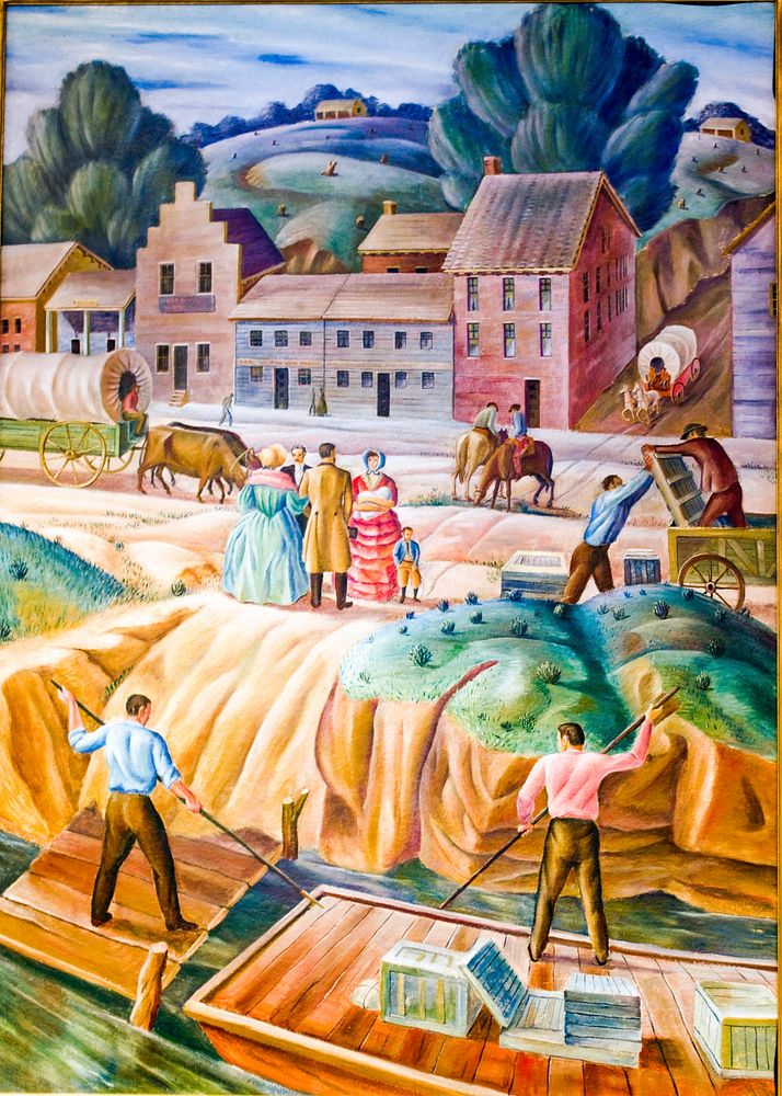 Town of Kansas oil painting at the U.S. Courthouse in Kansas City, Missouri. Original image from Carol M. Highsmith&rsquo;s…