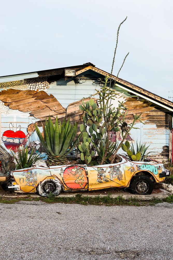 Painted car in the vibrant South Austin neighborhood of Austin, Texas. Original image from Carol M. Highsmith&rsquo;s…