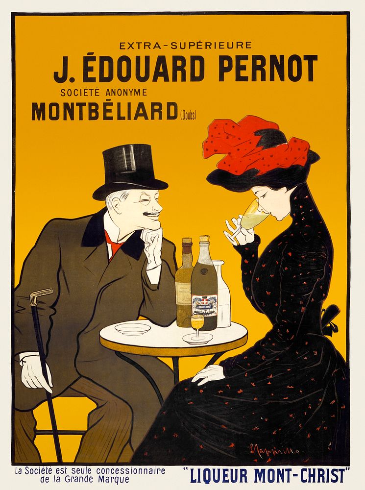 Man and woman at a cafe (1900) print in high resolution by Leonetto Cappiello. Original from the Library of Congress.…