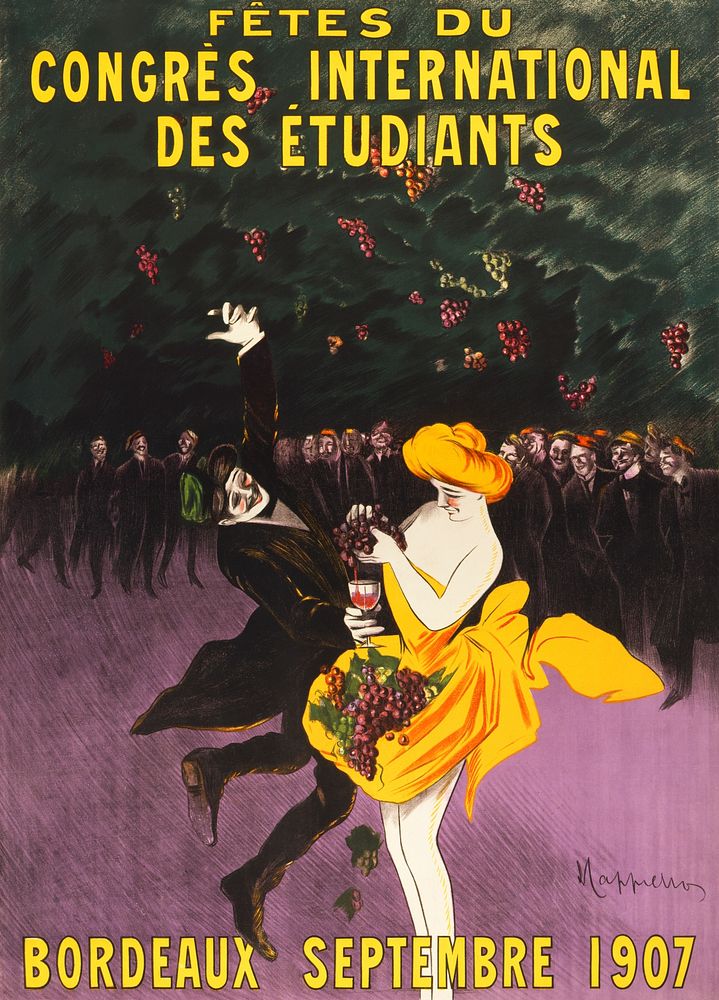 Celebrations of the international student congress, Bordeaux (1907) print in high resolution by Leonetto Cappiello. Original…