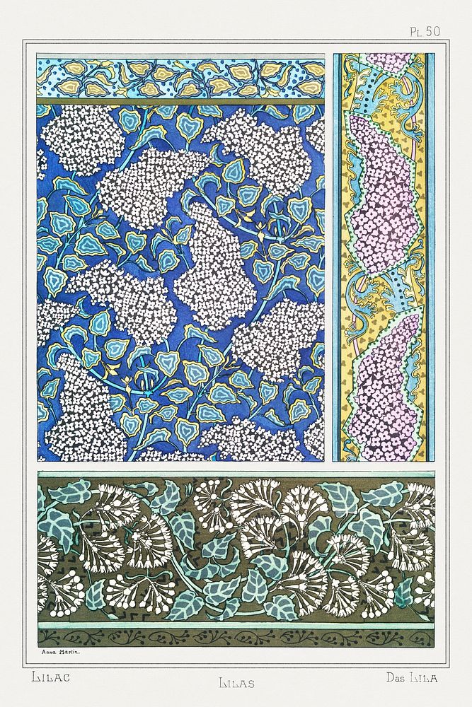 Art nouveau ilac flower pattern collection design resource