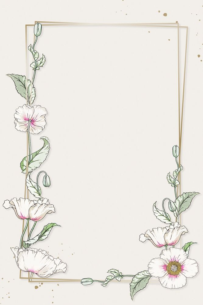 Vintage white poppy flower frame design element