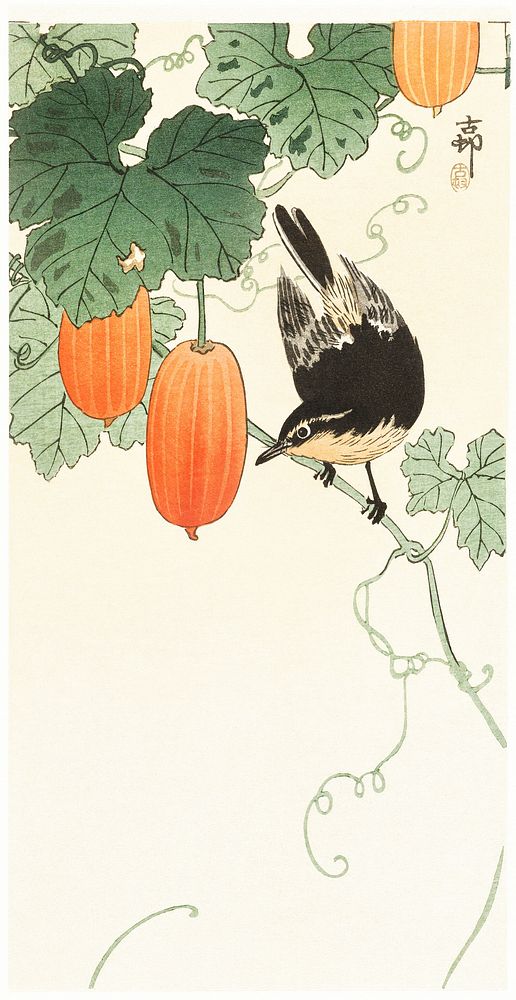 Bird and khaki, Ohara Koson (1900 - 1930) by Ohara Koson (1877-1945). Original from The Rijksmuseum. Digitally enhanced by…
