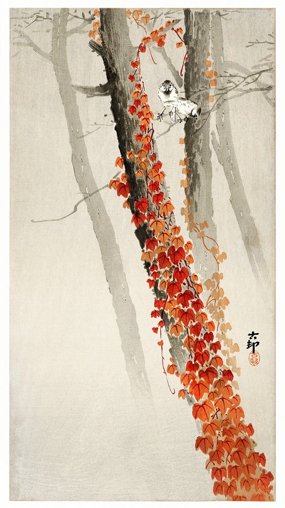 Red ivy (1900 - 1930) by Ohara Koson (1877-1945). Original from The Rijksmuseum. Digitally enhanced by rawpixel.