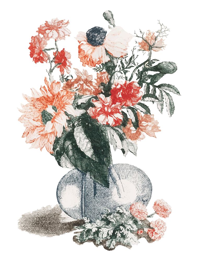 Vintage illustration of flowers in a vase