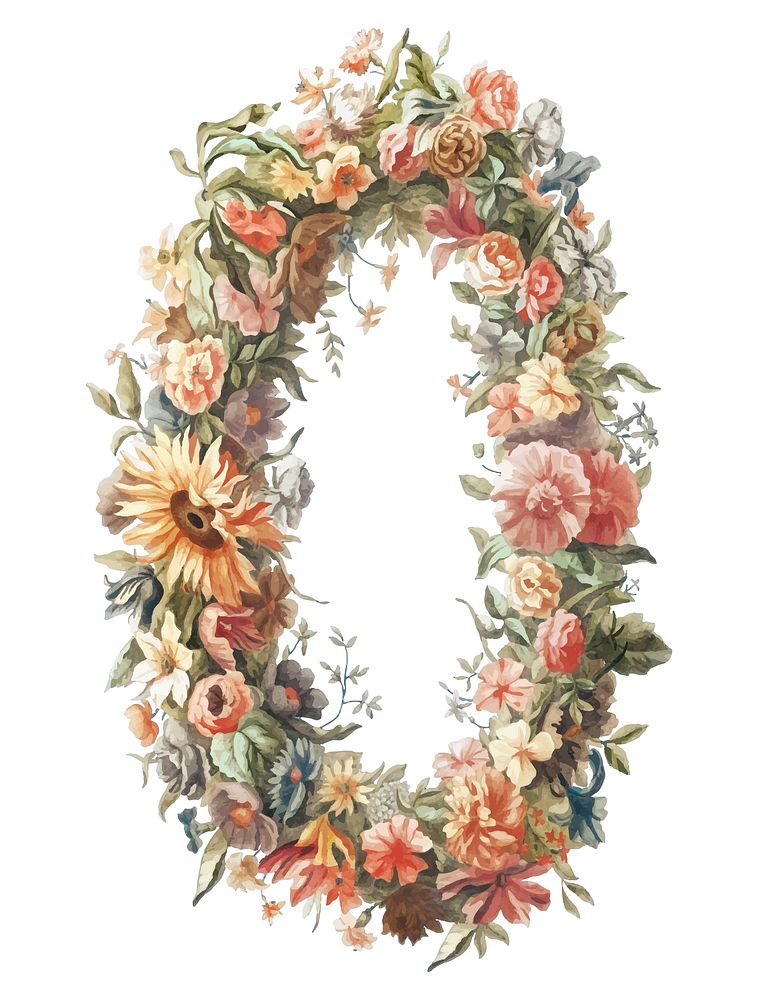 Vintage illustration of a flower wreath