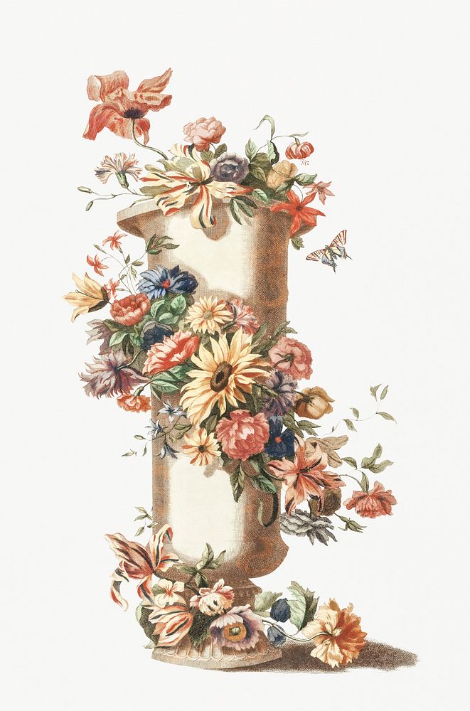 Vase with a floral garland by Johan Teyler (1648-1709). Original from Rijks Museum. Digitally enhanced by rawpixel.