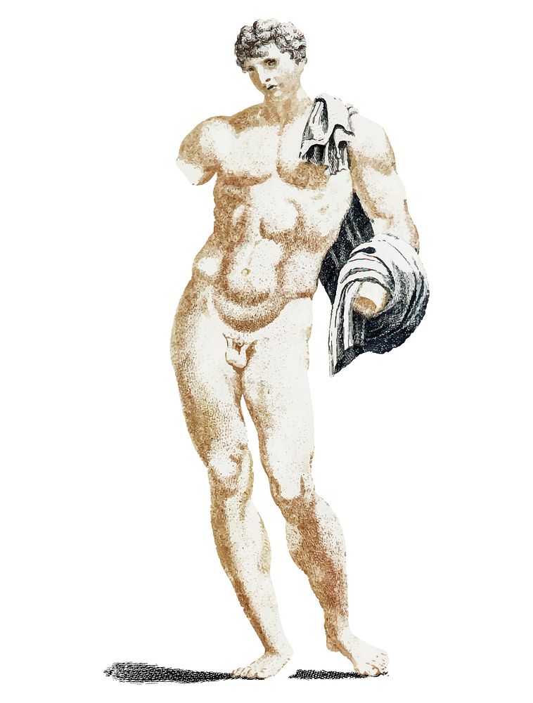Vintage illustration of a classical sculpture of a man